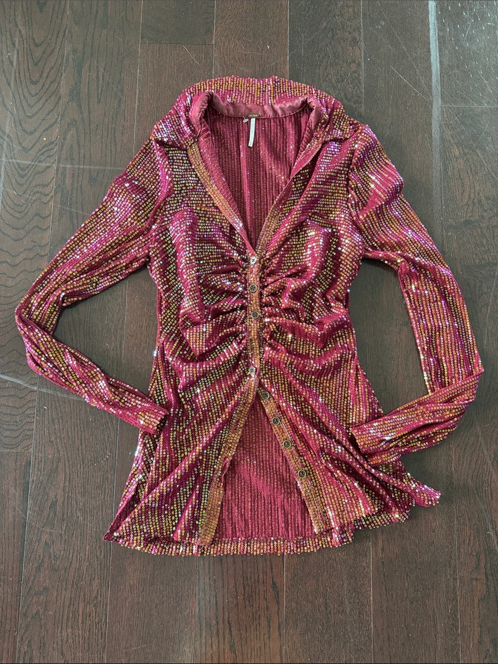 Free People Sequin Button Down